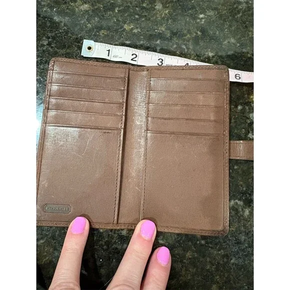 Coach Vintage Wallet Womens Brown Billfold Tab Closure Brass Logo Plate - Picture 7 of 8